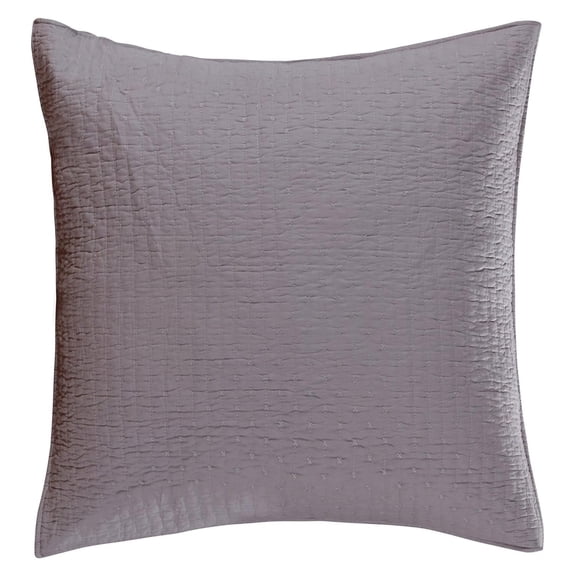 YOSITiuu - Cross Stitch - 100% Cotton - Euro Sham (26x26in.) Set of 2 - Light Grey Sham with Matching Stitching