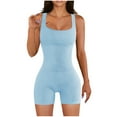 thumbnail image 2 of Pntutb Best Womens Summer Solid Tight Waistband Sleeveless Square Neck Short Jumpsuit, 2 of 6