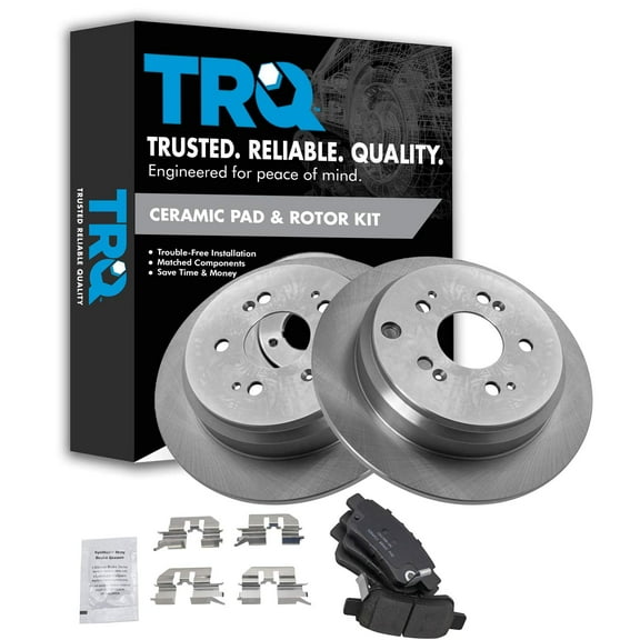 TRQ Rear Brake Pad & Rotor Kit Brake Pads Brake Rotor Ceramic Fits Select 2005-2010 Honda Odyssey