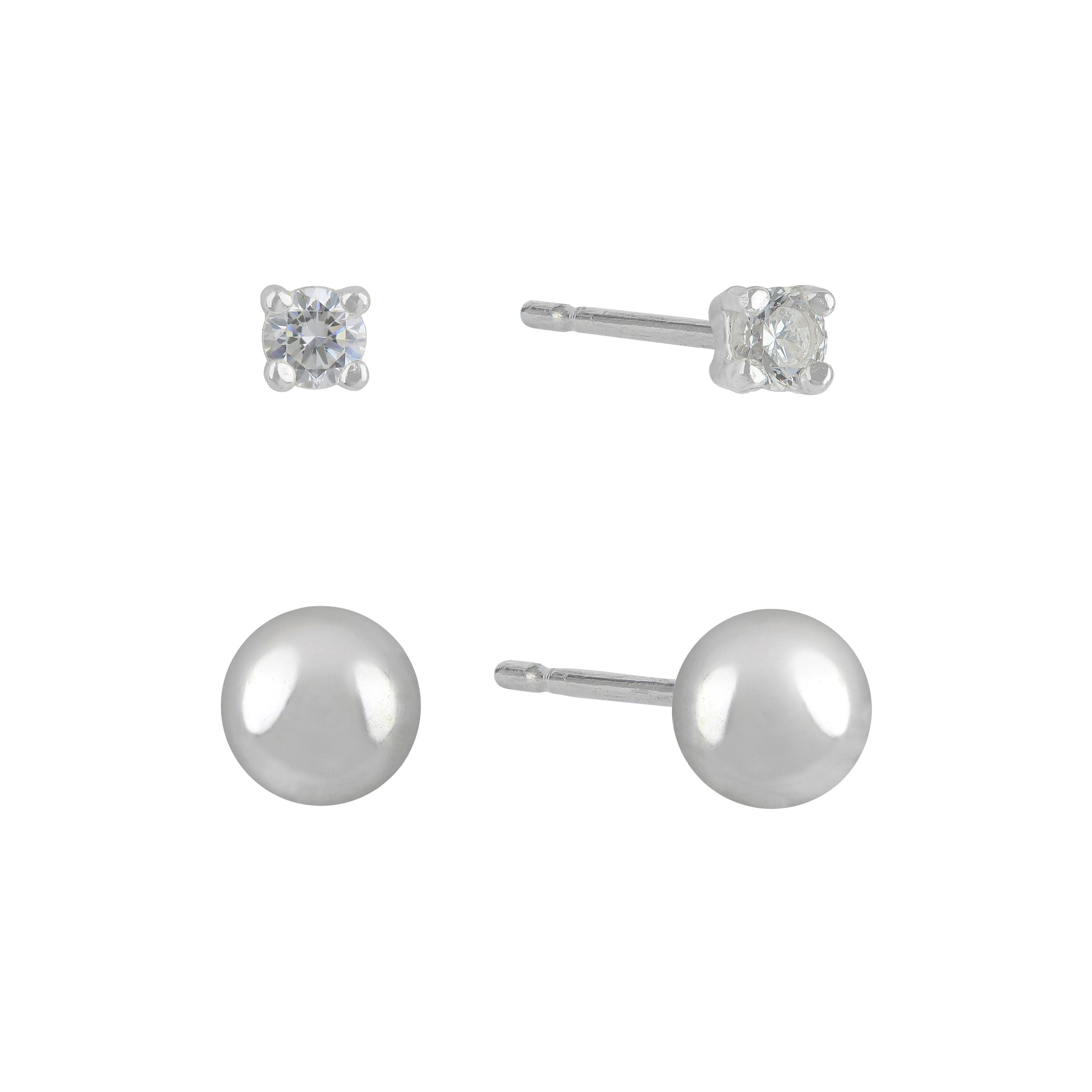 Heart Shape Micro Pave Set Studs Earrings with Secure Screw Back Closure 925 Sterling Silver Round Cut Diamond .05 cttw. 