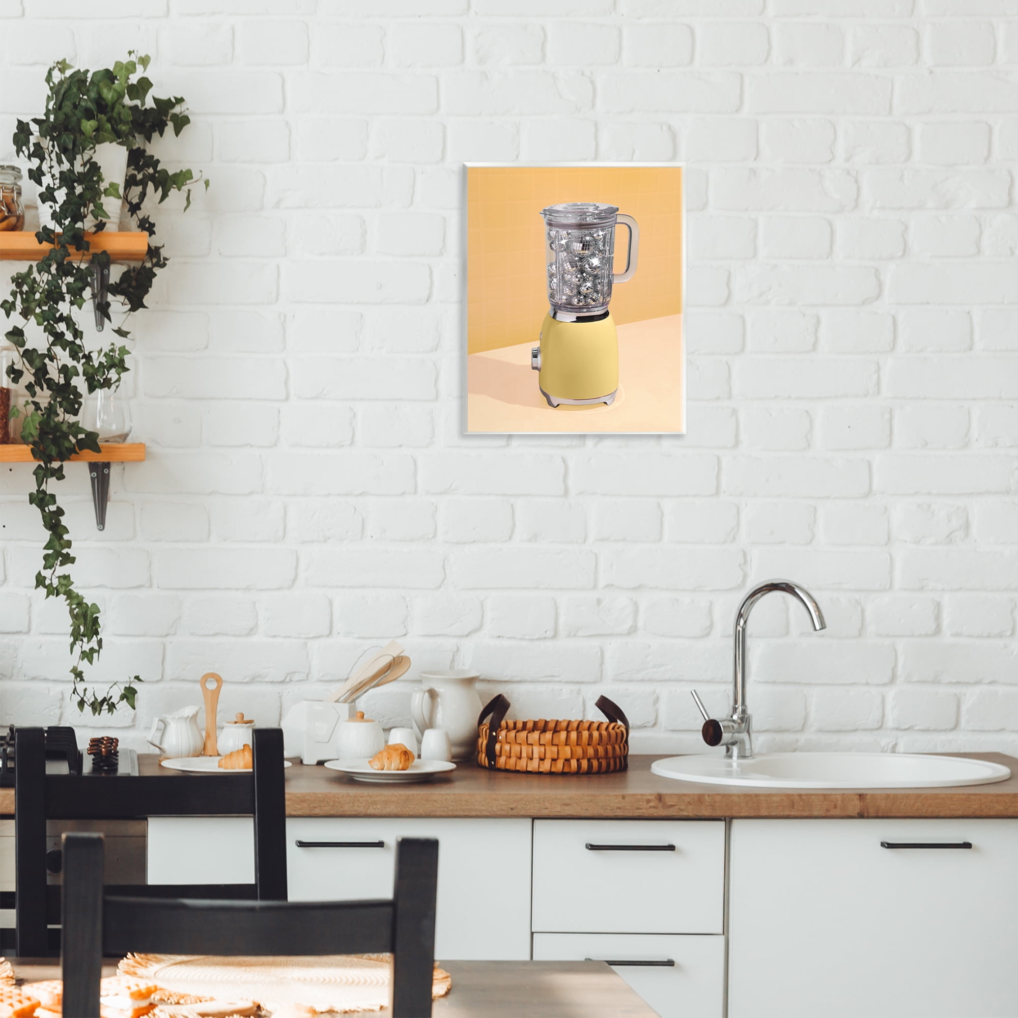 Stupell Industries Disco Drink Blender over Yellow Wall Plaque Art, design by LISH Creative