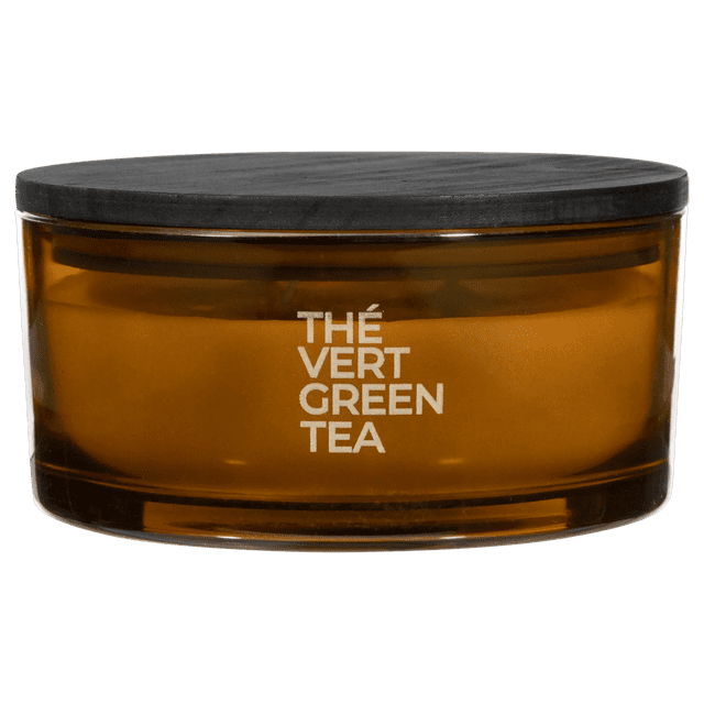 Bouclair Brown Bouclair Green Tea Candle with Wooden Lid