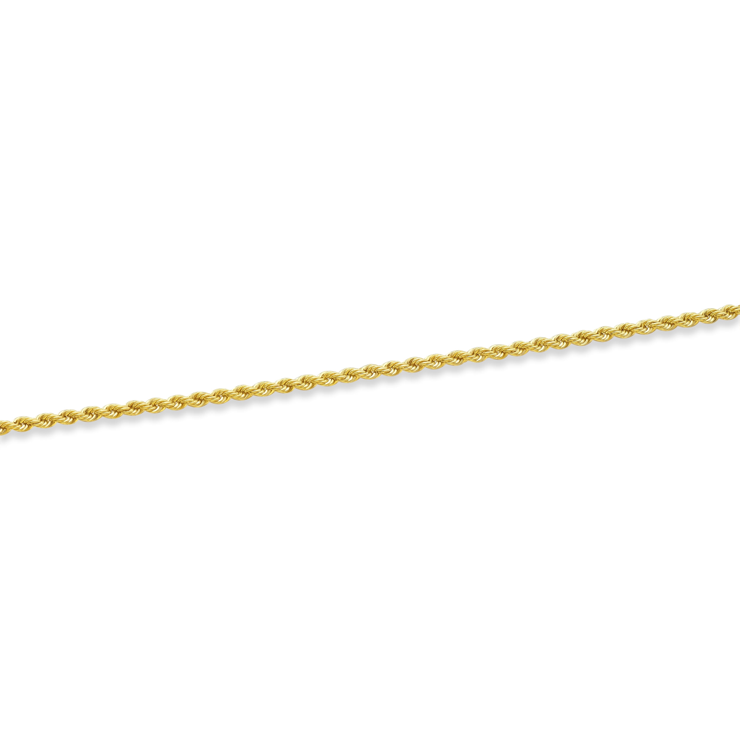 LoveBling 10k Yellow Gold 2mm Diamond Cut Rope Chain Anklet with Lobster Lock (10")
