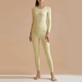 thumbnail image 2 of Women's Silk Thermal Underwear Set High Elasticity Seamless Round Neck Top and Pants for Autumn Winter Warmth, 2 of 3