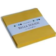 Bella Solids Yellow Moda Charm Pack; 42 - 5" Precut Fabric Quilt Squares