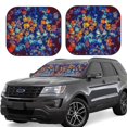 thumbnail image 1 of Disketp Colorful Fall Leaves Pattern 2 Piece Windshield Sunshades,Folding Windshield Sun Shade for Car SUV Trucks Sedan,Blocks UV Rays Sun Visor Protector-Large, 1 of 6