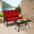 thumbnail image 1 of Gymax 2PCS Patio Loveseat & Table Set Conversation Sofa Set w/ Red Cushions, 1 of 9