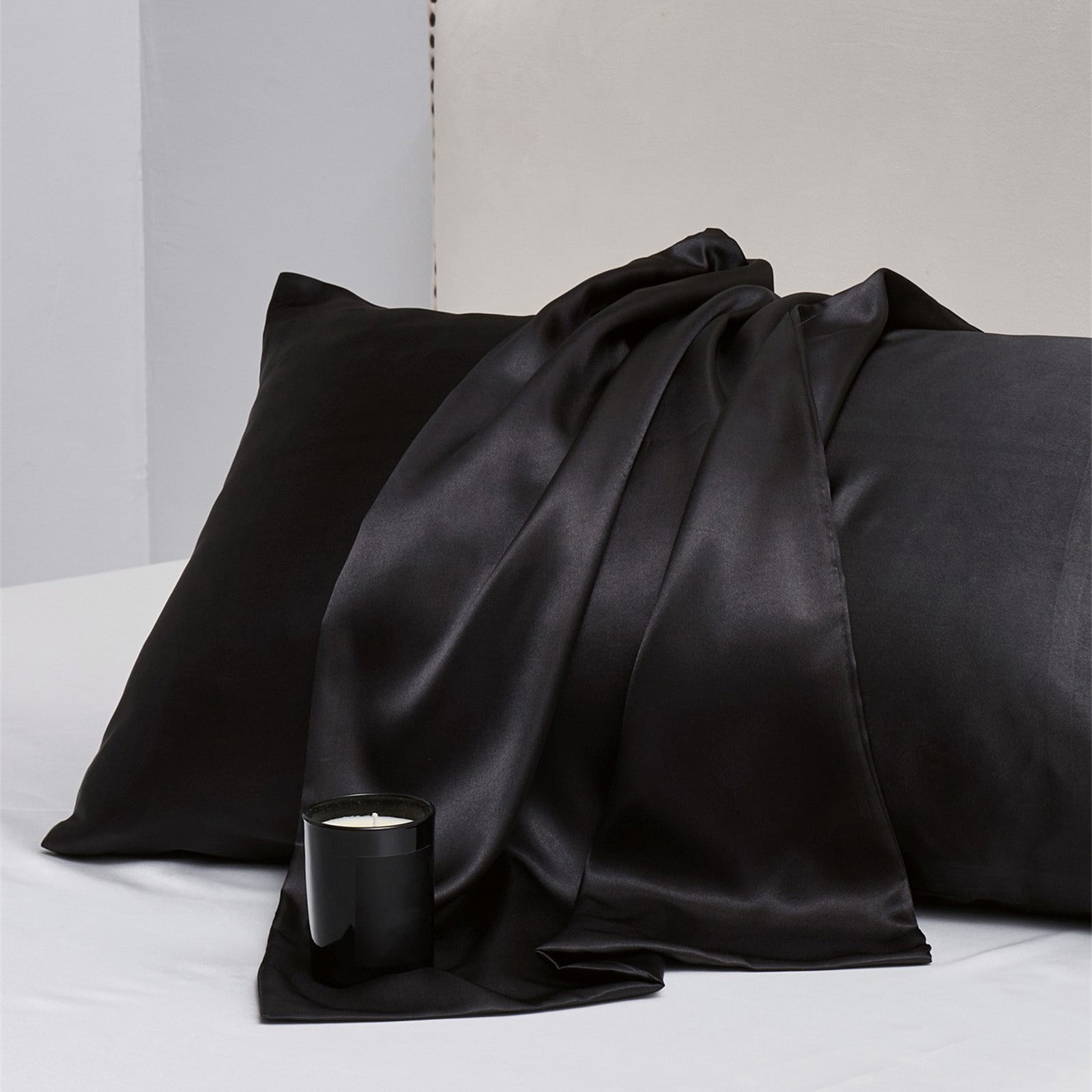 JilgTeok 2 Pcs Satin Silk Pillowcase Hair and Skin Friendly Standard Size 51x137cm with Hidden Zipper Soft Breathable Cool Pillow Covers for Sleeping