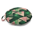 thumbnail image 1 of Grunge Round Floor Cushion with Handle, Triangles Inner Murky Leaves and Stripes Creative Rainforest Nature, Pillow for Living Room & Dorms, 18" Round, Hunter Green and Pale Pink, by Ambesonne, 1 of 4