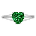 thumbnail image 3 of 1 ct Heart Cut Simulated Emerald Solitaire 14K White Gold Womens Engagement Ring, 3 of 4