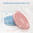 thumbnail image 3 of 2 piezas Cepillo de ducha, cepillo de masaje de silicona exfoliante, cepillo de baño y champú de silicona 2 en 1, masajeador del cuero cabelludo, espuma densa. Ideal para baños y masajes - rosa y azul, 3 of 4