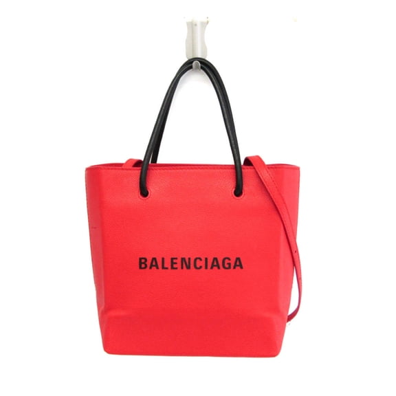 Pre-Owned Balenciaga Shopping Tote XXS 555140 Women's Leather Handbag,Shoulder Bag Black,Red...