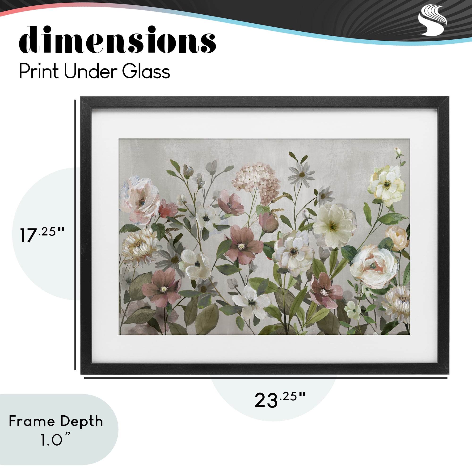 Stupell Industries Garden Meadow Arrangement Black Framed Print Under Glass, design by Nan