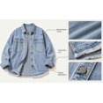 thumbnail image 6 of Dvprdro Womens Oversized Denim Jacket Button Front Long Sleeve Shacket with Pockets Loose Fit Fall Winter Casual Coat, 6 of 11