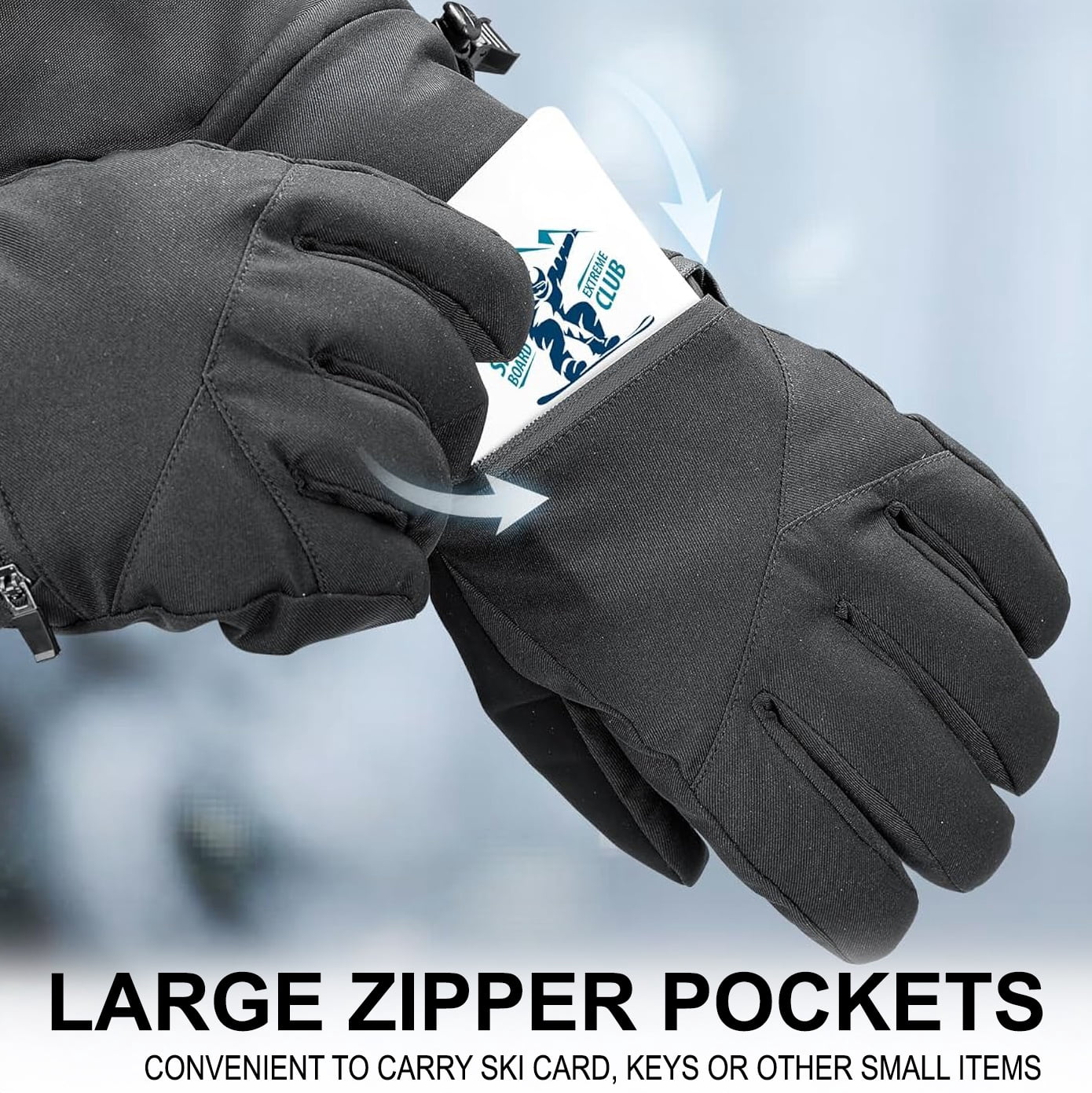 Winter Waterproof Ski Gloves For Men Insulated For Snowboard Hiking Cold Weather Outdoor Work Gloves M-L