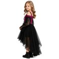thumbnail image 7 of Girls' Halloween Gothic Off-Shoulder Lace Sleeve Party Dress, off-shoulder cut, lace mesh long sleeves, irregular high-low hem, Suitable For Halloween Parties, Themed Costume Events Hot Pink, 7 of 7
