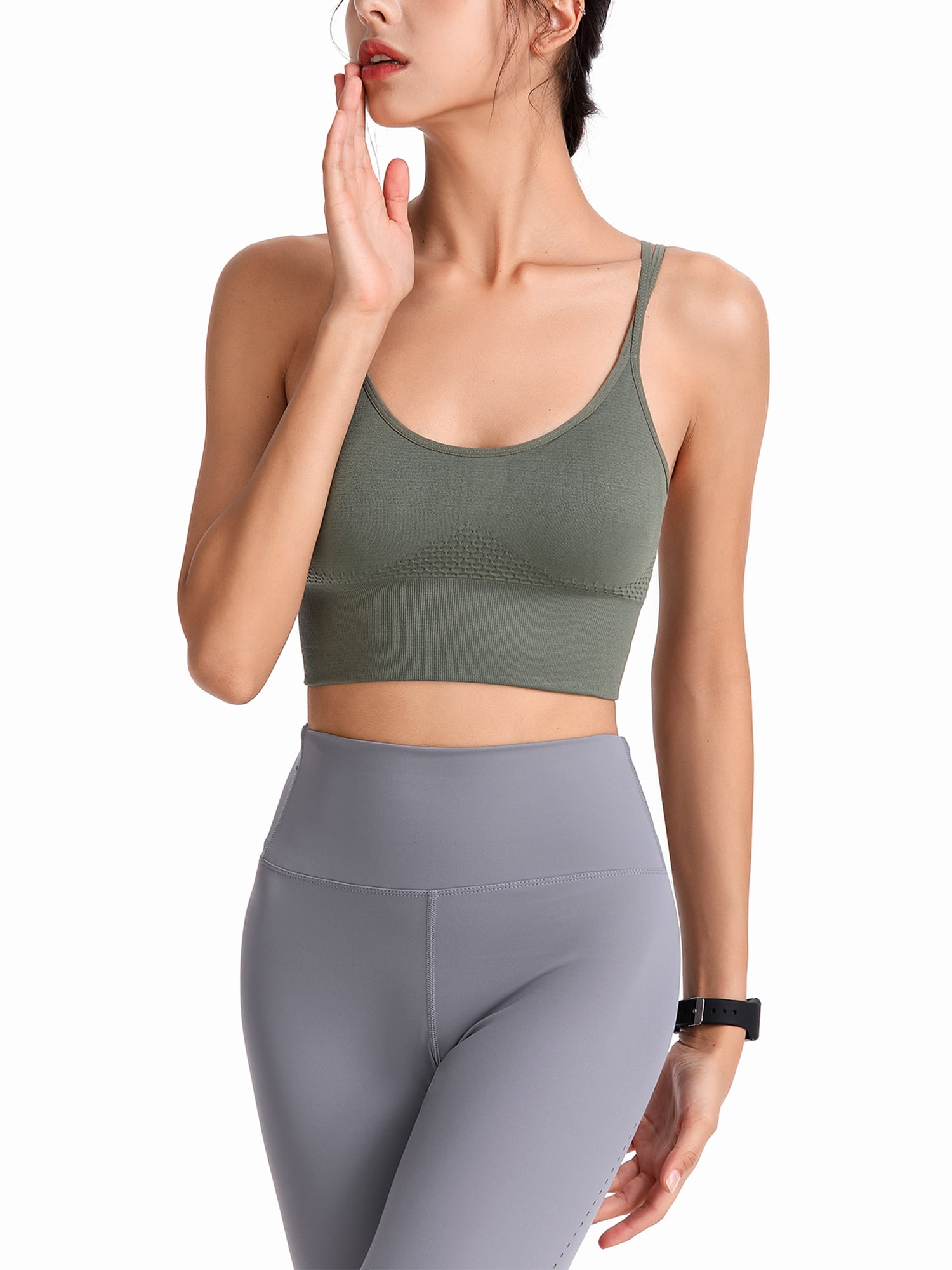 Women Sheer Mesh Sport Bra Gym Yoga Padded Fitness Tank Top Support Underwear