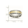 thumbnail image 2 of Cobalt Chromium Polished Rounded Edge 14k Gold Inlay Satin Polish 8mm Band Ring Size 8.5 Ring for Women and Men, 2 of 2