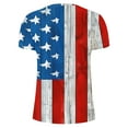 thumbnail image 4 of Itsame Fourth of July Independence Day Short T-Shirt Sleeve Mens American Flags Printed Short Sleeve Top, V-Neck Multicolor, 4 of 5