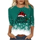 thumbnail image 2 of Fiudx Camisas de Mujer Camiseta con Estampado Navideño a La Moda para Mujer, Blusa con Mangas 3/4, Tops Informales con Cuello Redondo, 2 of 5