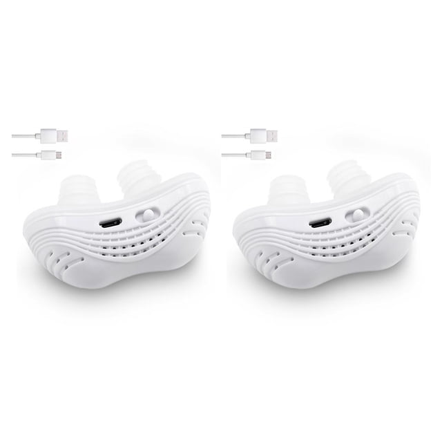 Seitruly Dispositivo antironquidos recargable por USB, dilatador de ventilación nasal, Mini tapón eléctrico para ronquidos, ayuda para Blanco 2piezas