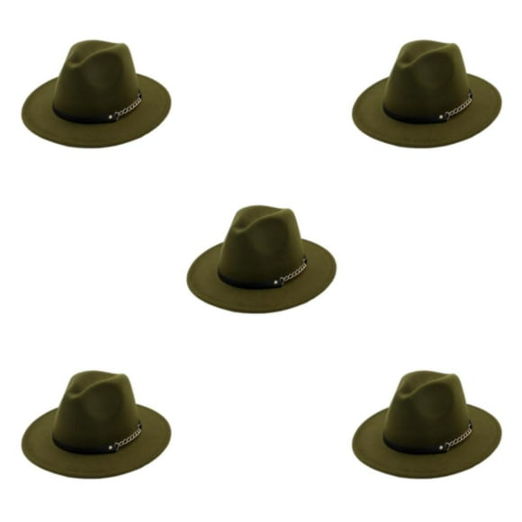 mmirethe Lightweight And Portable Hat Travel And Outdoor Activities Vintage Trilby Felt Hat Cloth Trilby Hats Felt Cap Caps Olive 5Set