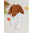thumbnail image 4 of Cenuakty Baby 2 Piece Halloween Outfit, Cute Letter Print Long Sleeve Sweatshirt and Pants Set for Newborn Infant Fall Clothes, 4 of 9