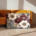 thumbnail image 3 of Vintage Burgundy & Cream Floral Canvas Wall Art (Elegant Rustic Tone) Ready to Hang for Bedroom, 3 of 8