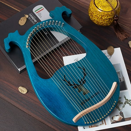 Lyre Harp 16 Metal String Mahogany Body With Tuning Wrench Spare String Set