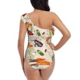 thumbnail image 6 of Yiaed Cute Vegetables Print Women One Piece Swimsuits Tummy Control One Shoulder Bathing Suits Pattern Ruffle Swimwear-XX-Large, 6 of 8