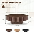 thumbnail image 3 of FFH 39.37" Round Coffee Table for Living Room,Rustic Modern Coffee Table with Sturdy Pedestal,Nature Wood Handcraft Corner Coffee Table,Circle Side Table Centre Table for Apartment,Walnut, 3 of 10