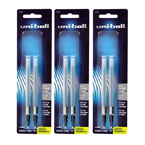 UniBall Power Tank RT Retractable Ballpoint Pen Refills, 1.0mm, Bold Point, Black Ink, Pack of