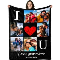 Personalized I Love You Photo Blankets for Mom Gifts from Daughter Son Custom Mothers Day Blankets with Photos Collage for Mom Blankets with Picture Customized Blankets