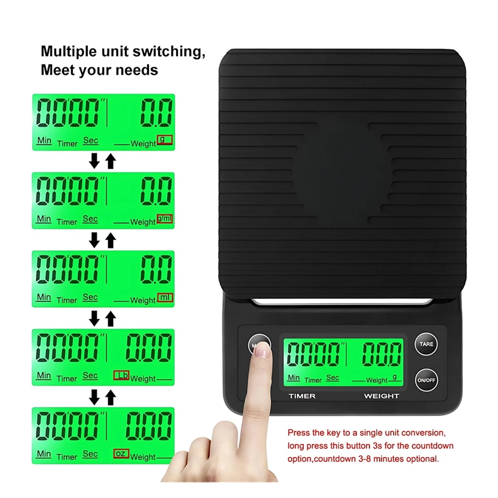 With Timer For Food Balance Weighing Mini Household Weighing Scale Electronic Coffee Scale Digital LCD 3kg 0.1g Kitchen Scales ,Simple Operation