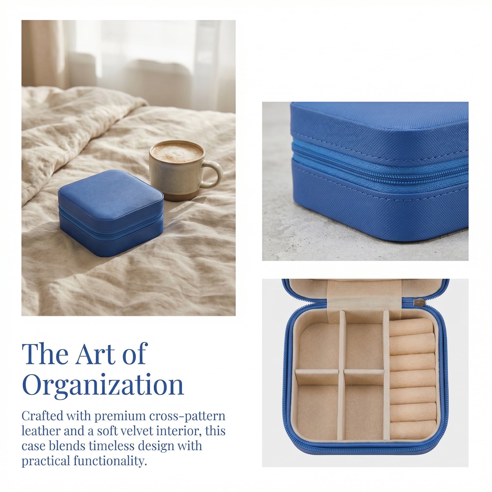 Travel Jewelry Box Mini Portable PU Leather Organizer for Women and Girls Gifts Royal Blue