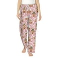 thumbnail image 2 of Picia Gingerbread Houses Pink Wonderland Womens Soft Woven Cotton Elastic Waistband Sleep Pajama Pant Lounge Sleep Pant With Pockets And Drawstring-Medium, 2 of 9