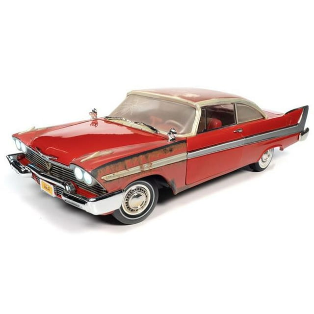 Auto World AUTAWSS130 Christine 1958 Plymouth Fury Model Car - Partially Restored in Dirty Red