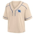 thumbnail image 2 of Women's Fanatics Tan Kentucky Wildcats Oversized Dominant Force Cropped V-Neck T-Shirt, 2 of 5