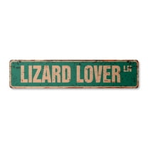 LIZARD LOVER Vintage Aluminum Street Sign lizards cage live pet reptile rustic metal tin | Indoor/Outdoor | 24" Wide