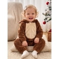 thumbnail image 6 of RUINIXCW Toddler Baby Girl Christmas Reindeer Costume Kid Infant Fall Winter Xmas Clothes Warm Fleece Snowsuit Jumpsuit Long Sleeve Hooded Zip Romper, 6 of 10
