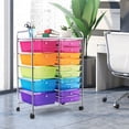 thumbnail image 5 of Costway 15-Drawer Rolling Storage Cart Mobile Organizer with Lockable Wheels Rainbow, 5 of 8