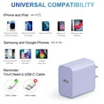thumbnail image 4 of Coreykin 20W USB C Wall Charger-Super Fast Charger with 6FT Cable-Compatible with iPhone 14/14Pro/13/13 Pro/12/12Pro/XS/Max/XR/X/8/8 Plus-Purple, 4 of 7