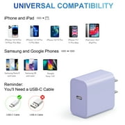 Coreykin 20W USB C Wall Charger-Super Fast Charger with 6FT Cable-Compatible with iPhone 14/14Pro/13/13 Pro/12/12Pro/XS/Max/XR/X/8/8 Plus-Purple