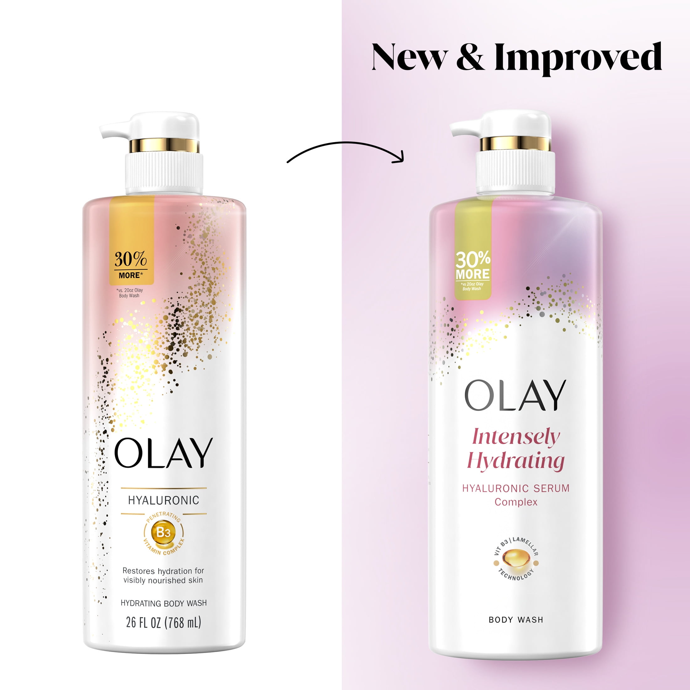 (4 pack) Olay Nourishing Body Wash for Women, Hyaluronic Acid, 26 fl oz