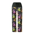 thumbnail image 4 of WXLWZYWL Halloween Pajama Pants for Women Cute Pumpkin Print Lounge Pants Comfy Drawstring Wide Leg Palazzo Pants with Pocket, 4 of 6