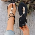 thumbnail image 2 of Xucatan Women's Crystal Embellished Thong Sandals, Adjustable Elastic Ankle Strap, Plus Size Glamorous Summer Footwear Gift, 2 of 9