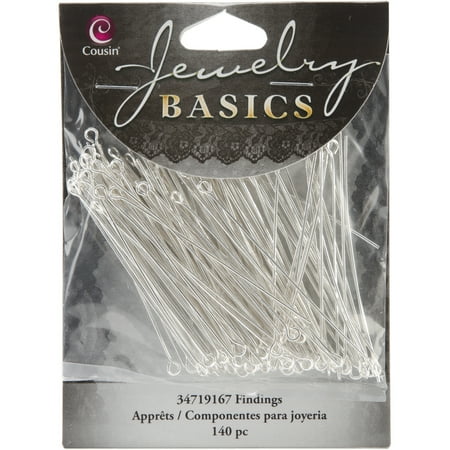 - Jewelry Basics Metal Findings, 140pk, Bright, Silver, Eye Pins