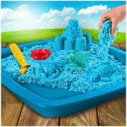Kinetic Sand, Sandbox Set Kids Toy with 1lb All-Natural Blue Kinetic Sand and 3 Molds, Sensory Toys for Kids Ages 3 and up