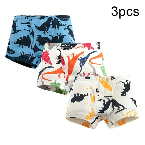 Chenyin 3PCS Kids Baby Underwear Boxer Brief for Boys Cotton Shorts Toddler Cartoon Dinosaur Underpants 3-8 Years Panties for Boys