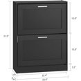 thumbnail image 3 of Small Shoe Storage Cabinet, Slim Shoe Rack Entryway, Narrow Shoe Organizer 2 Flip-Drawers for Front Door Entrance Hallway,Black, 3 of 18